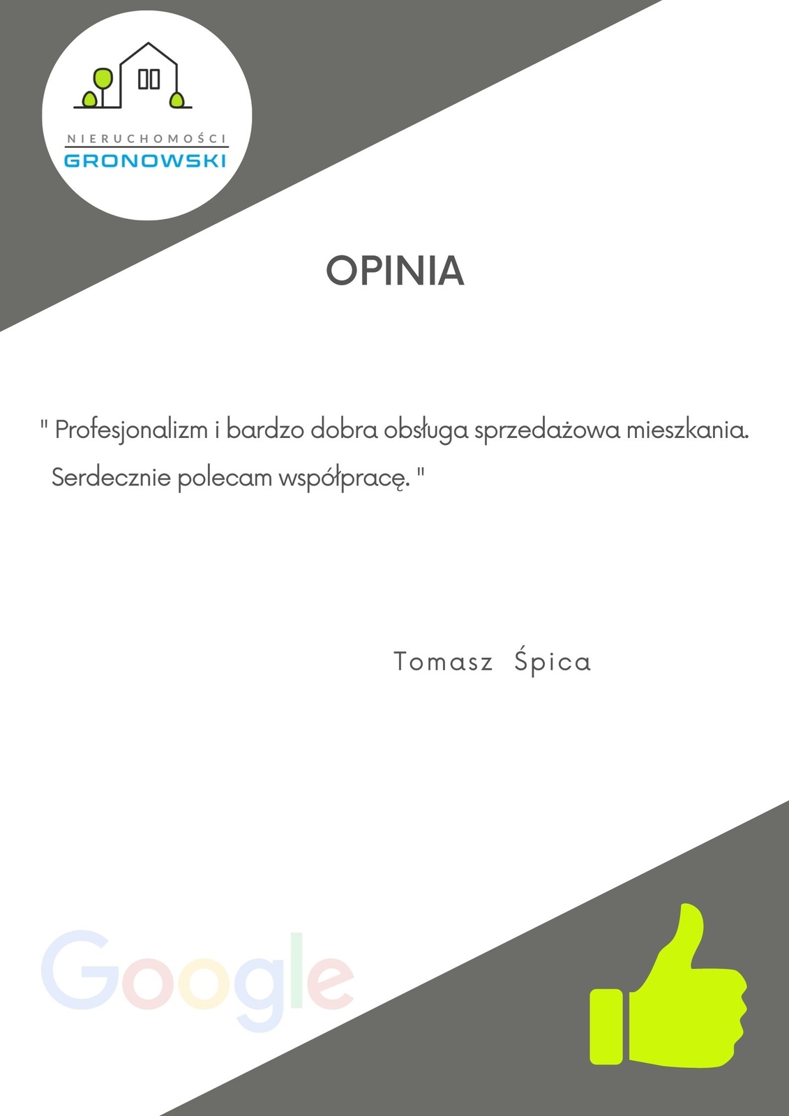 Pozytywna opinia klienta o zakupie mieszkania w Inowrocławiu z pomocą biura nieruchomości